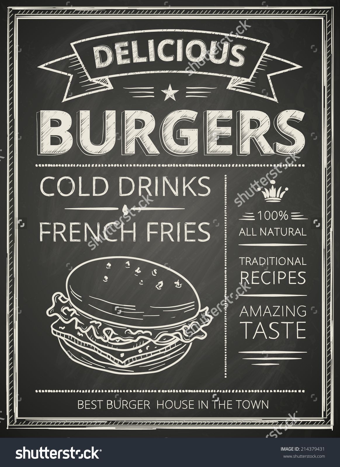 1164x1600 Burger Poster Stylized Like Sketch Drawing On The Chalkboard