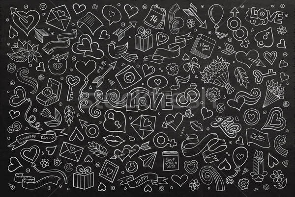 600x402 Chalkboard Vector Hand Drawn Doodles Cartoon Set Of Love Vector