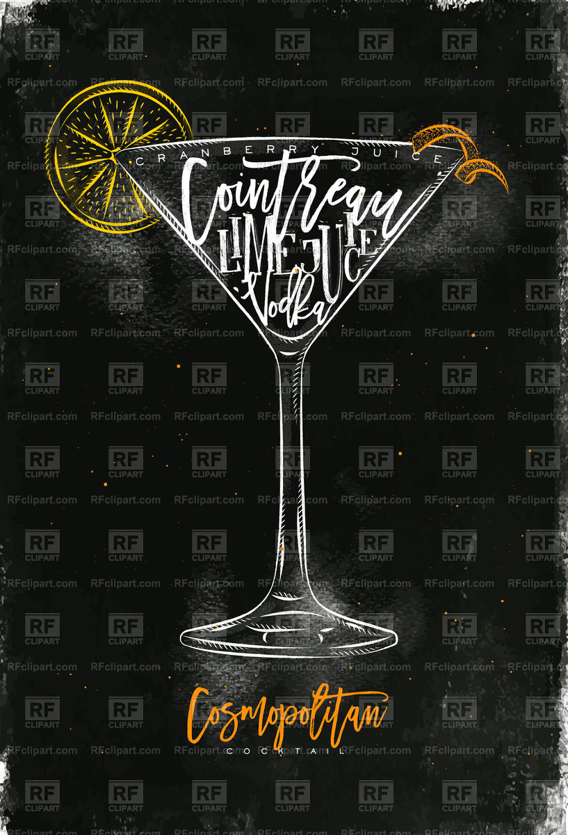 817x1200 Cosmopolitan Cocktail Lettering On Chalkboard Vector Image Of Food
