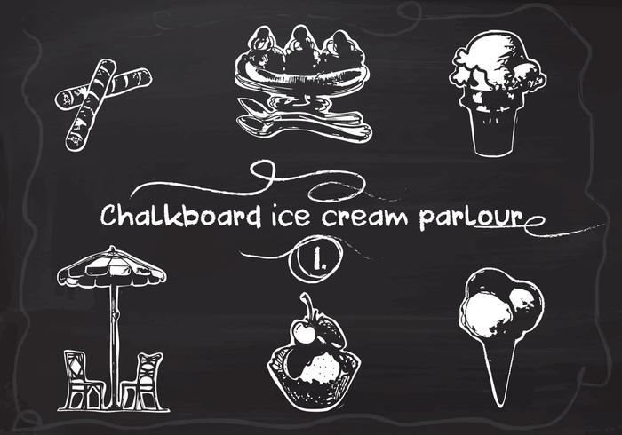 700x490 Free Hand Drawn Ice Cream Set On Chalkboard Vector Background