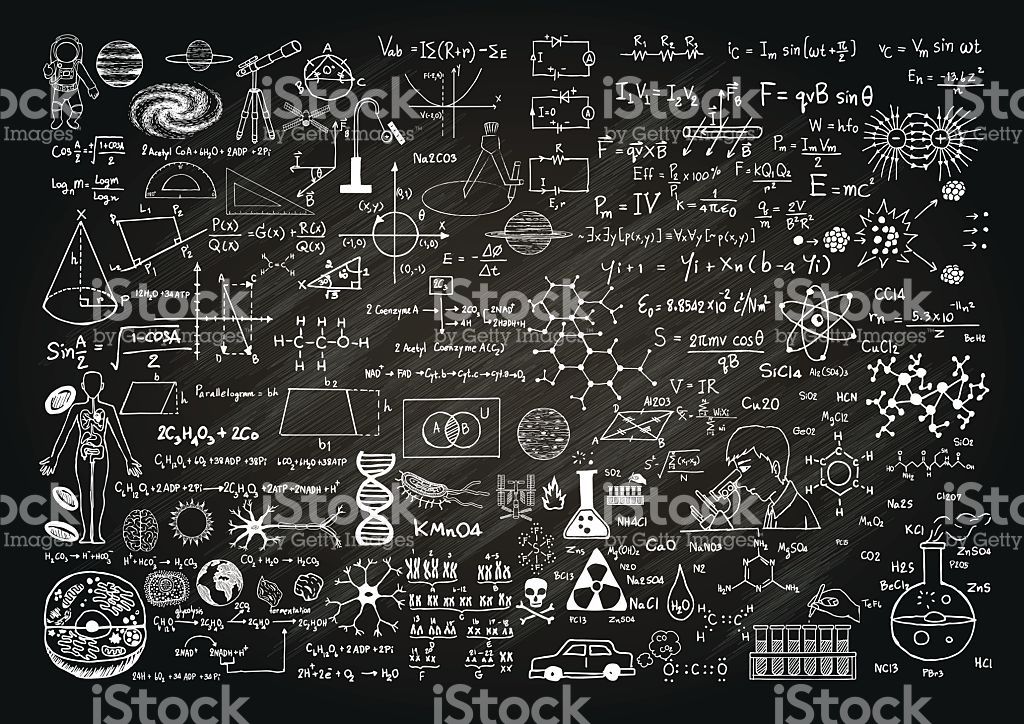 1024x724 Hand Drawn Science Formulas On Chalkboard For Background Drawing