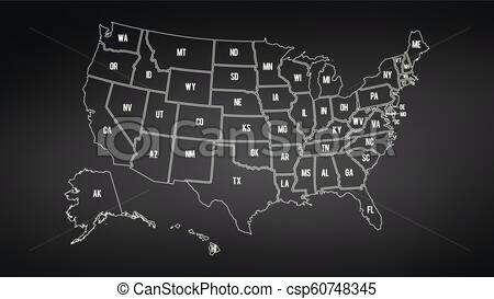 450x273 Map With And Separate States Individual Names Blackboard