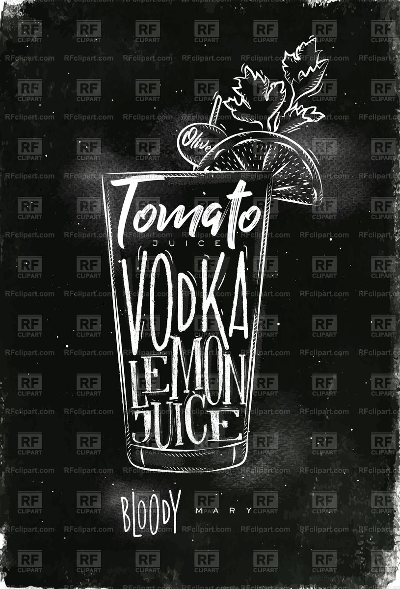 815x1200 Bloody Mary Cocktail On Chalkboard Vector Image Of Food