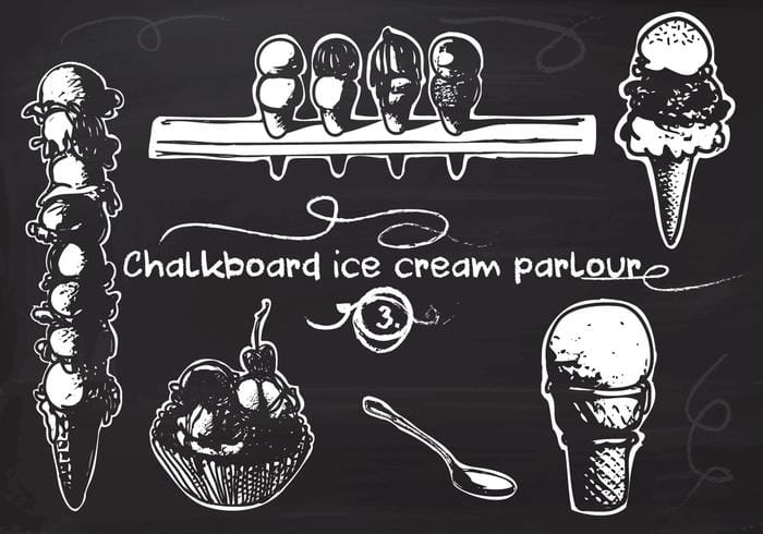 700x490 Free Hand Drawn Ice Cream Set On Chalkboard Vector Background