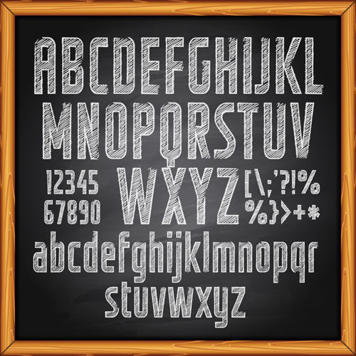 500x500 Alphabet With Numbers And Chalkboard Vector Free Vector