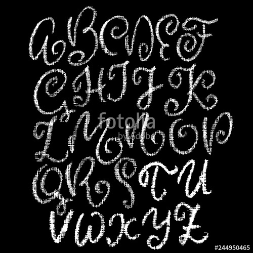 500x500 Chalk Curly Font Grunge Script On Chalkboard Vector Calligraphy