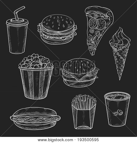 450x470 Fast Food Chalk Sketch Icons On Chalkboard Vector Isolated Soda