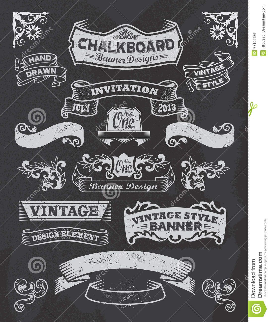 1089x1300 Chalkboard Banners Free Download Chalkboard Banner And Ribbon