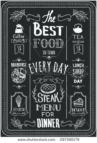 319x470 Bar Menu Template Chalkboard Vector Hand Drawn Illustration Stock