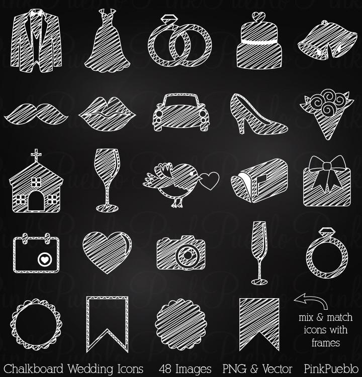 Chalkboard Wedding Icons Clipart And Vectors Pinkpueblo 720x751 Chalkboard Wedding Icons Clipart And Vectors Pinkpueblo
