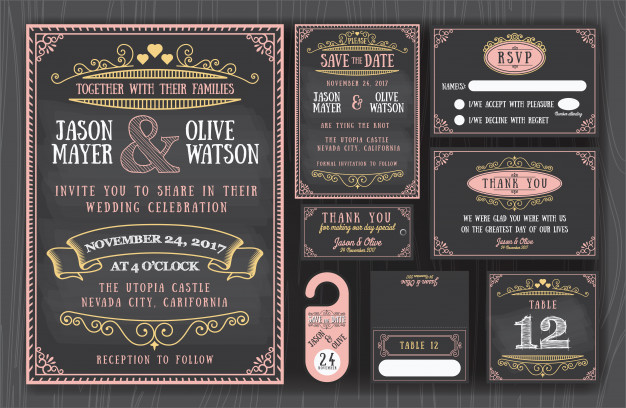 Chalkboard Wedding Invitation Vector Premium Download 626x408 Chalkboard Wedding Invitation Vector Premium Download