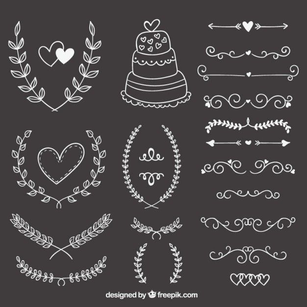 Free Vector Hand Drawn Wedding Ornaments On Blackboard 626x626 Free Vector Hand Drawn Wedding Ornaments On Blackboard