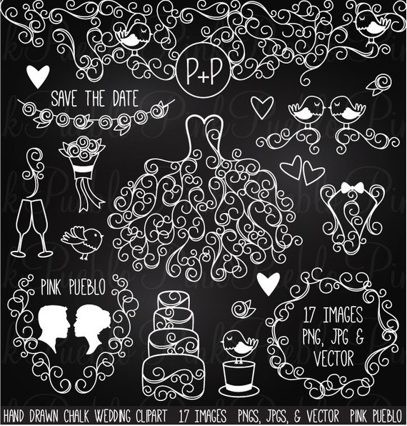 Hand Drawn Chalkboard Wedding Clip Art Clipart Vectors, Chalk 570x596 Hand Drawn Chalkboard Wedding Clip Art Clipart Vectors, Chalk