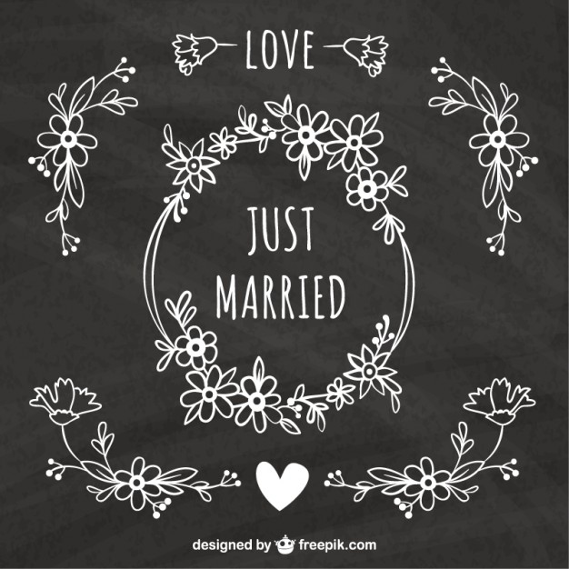 Hand Drawn Floral Wedding Ornaments In Blackboard Style Vector 626x626 Hand Drawn Floral Wedding Ornaments In Blackboard Style Vector