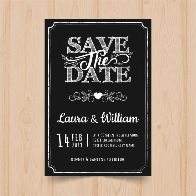 Vintage Chalkboard Wedding Invitation Card Template Vector 626x626 Vintage Chalkboard Wedding Invitation Card Template Vector