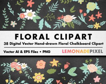 Chalkboard Floral Clipart 340x270 Chalkboard Floral Clipart
