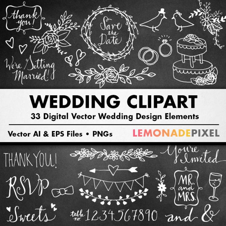 Chalkboard Wedding Clipart Hand Drawn Clipart Doodle Etsy 794x794 Chalkboard Wedding Clipart Hand Drawn Clipart Doodle Etsy