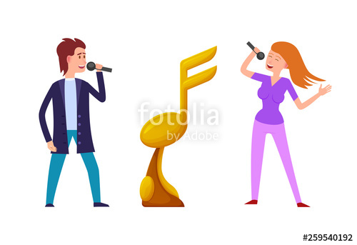 500x343 Music Challenge Vector, Competition Between Singers And Gold Award