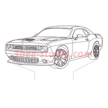 350x350 Dodge Challenger Illusion Lamp Plan Vector For Cnc