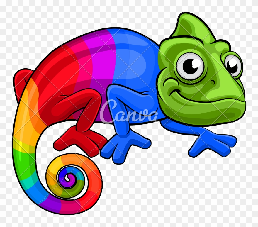 880x774 Stock Chameleon Vector Cartoon Rainbow