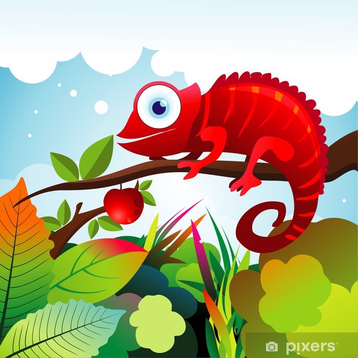 700x700 Chameleon Vector Illustration Poster