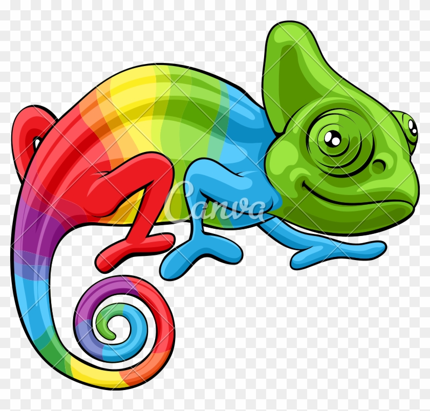 840x803 Chameleon Vector Cartoon Rainbow