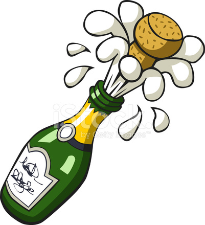 401x440 Popping Champagne Bottle Stock Vector