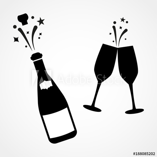 Champagne Bottle And Two Glasses Black Silhouette Icons Simple 500x500 Champagne Bottle And Two Glasses Black Silhouette Icons Simple
