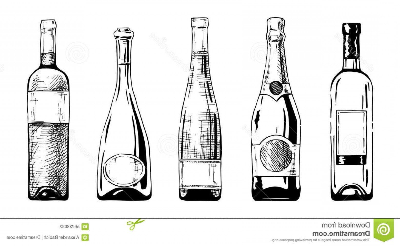 Stock Illustration Wine Bottle Vector Set Champagne Bottles Ink 1560x958 Stock Illustration Wine Bottle Vector Set Champagne Bottles Ink