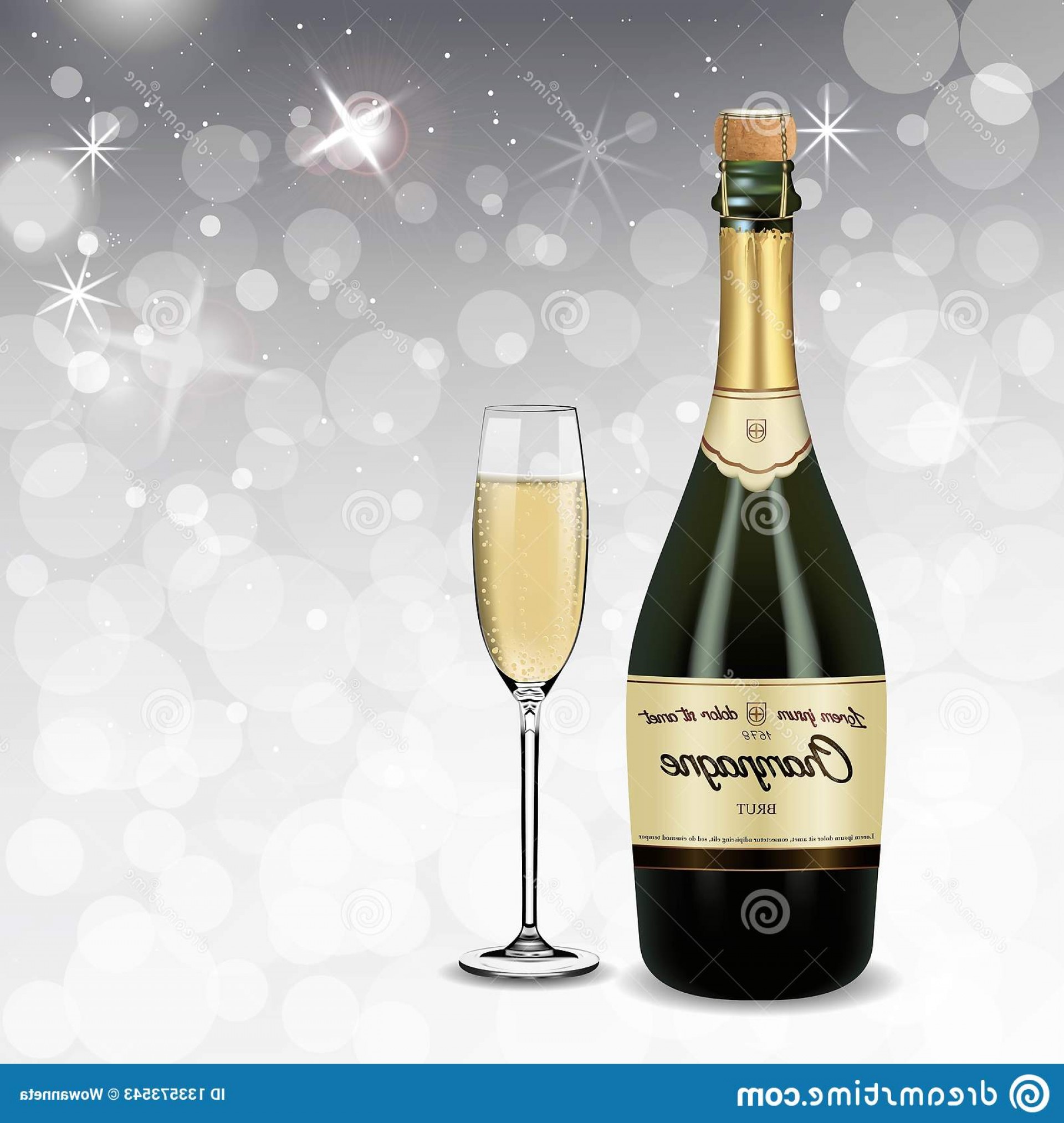Vector Realistic Green Gold Label Champagne Bottle Glasses 1920x2026 Vector Realistic Green Gold Label Champagne Bottle Glasses