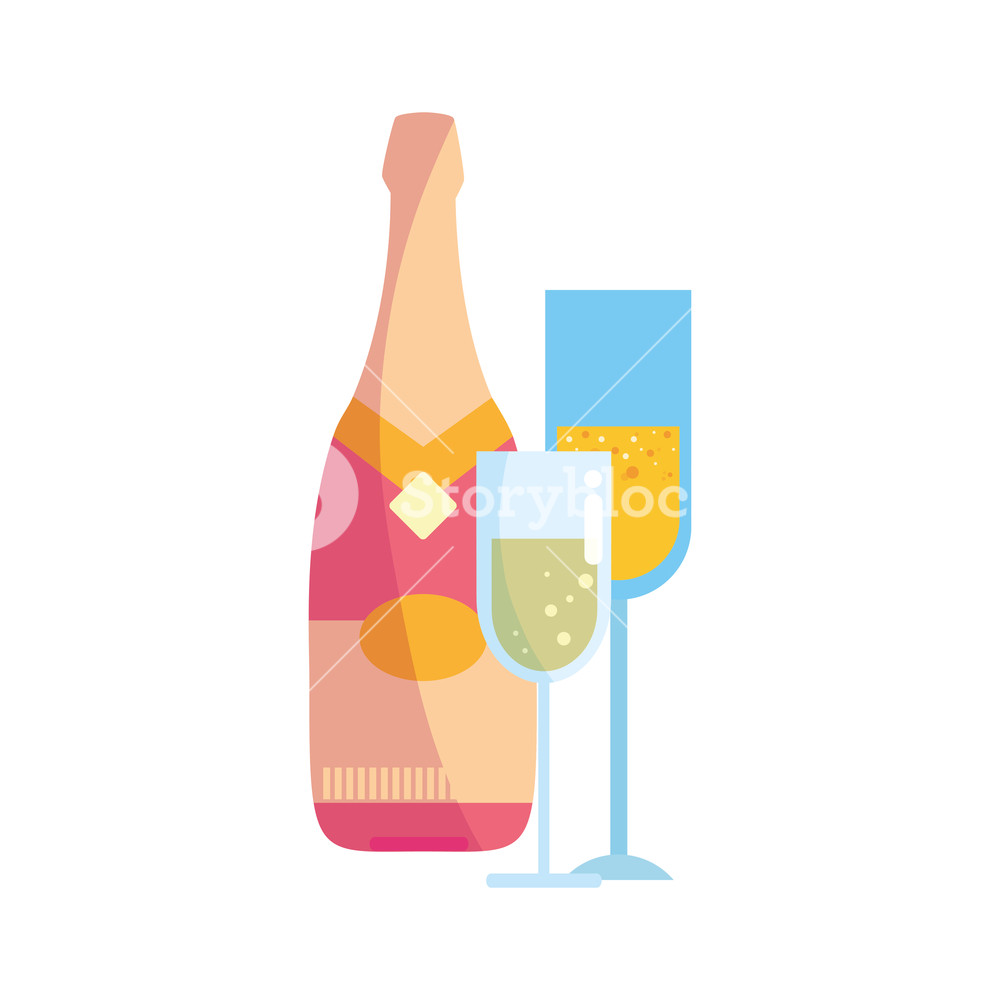 Champagne Bottle And Glasses Celebration Vector Illustration 1000x1000 Champagne Bottle And Glasses Celebration Vector Illustration