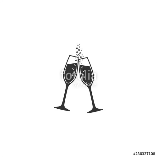 500x500 Two Champagne Glasses With Bubbles Vector Icon Sparkling Wine