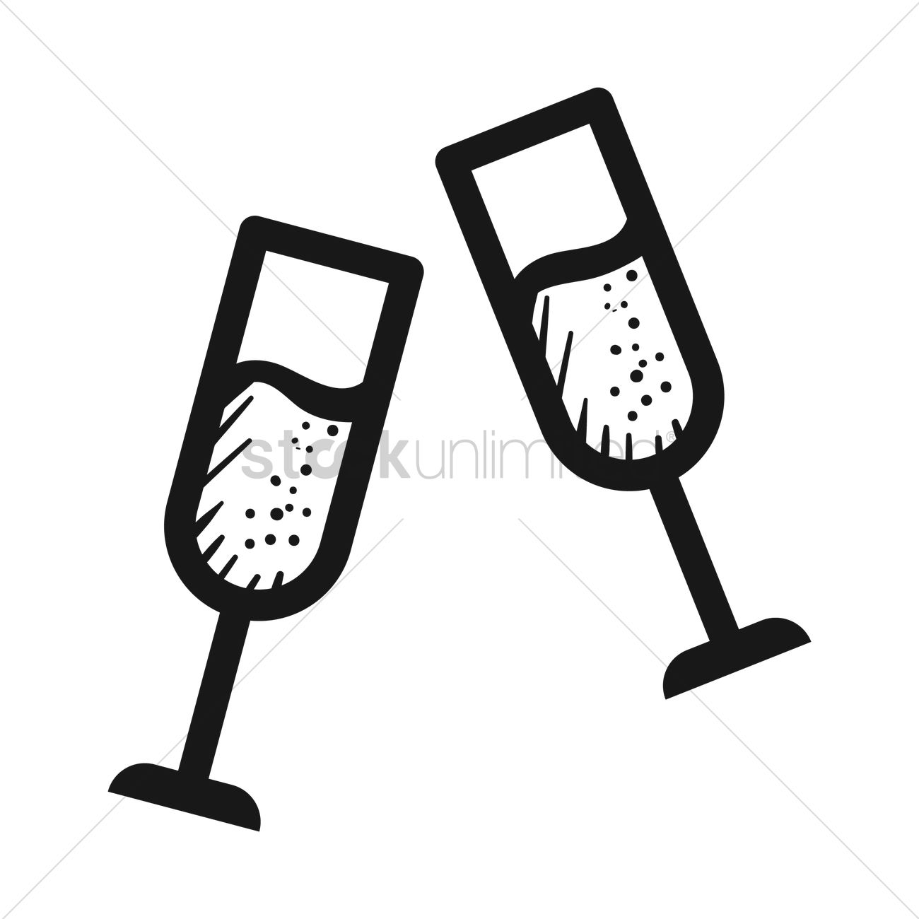 Two Champagne Flutes Vector Image 1300x1300 Two Champagne Flutes Vector Image