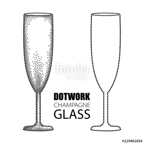 Vector Set With Dotted Champagne Glass Or Flute In Black Isolated 500x500 Vector Set With Dotted Champagne Glass Or Flute In Black Isolated