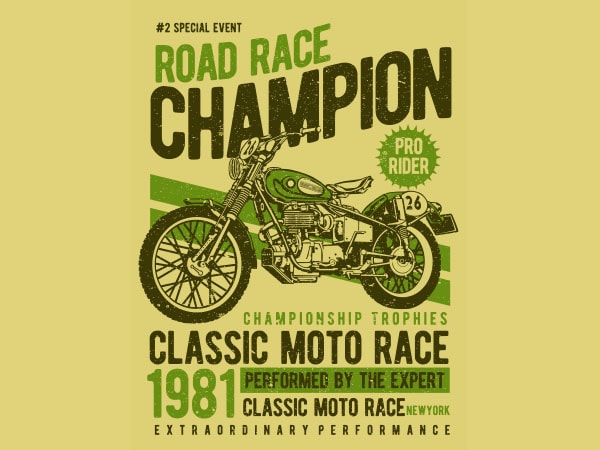 600x450 Road Race Champion Vector T Shirt Design