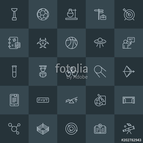 500x500 Modern Simple Set Of Science, Sports, Education Vector Outline