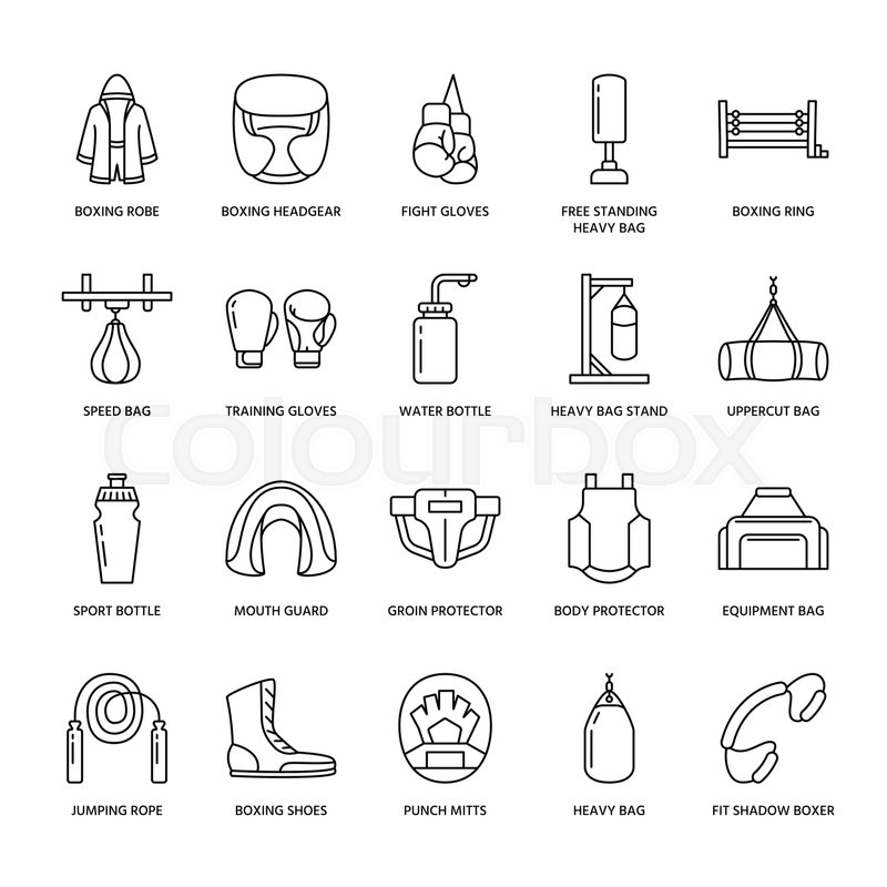 800x800 Boxing Vector Line Icons Punchbag, Stock Vector Colourbox