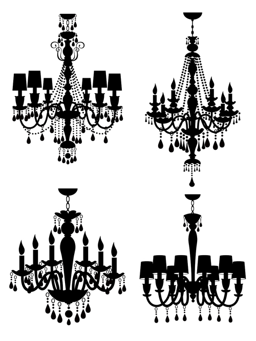 500x667 Ornate Chandelier Vector Silhouette Set Free Download