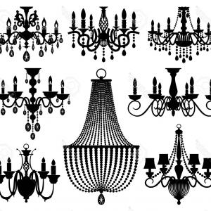 300x300 Photostock Vector Vintage Crystal Chandeliers Vector Silhouettes