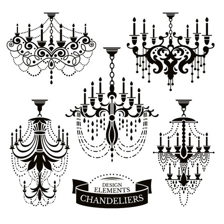 450x450 Set Of Chandelier Silhouettes Vector Illustration Royalty Free