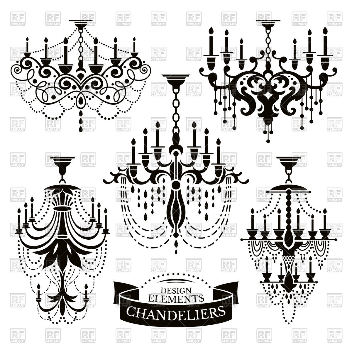 1200x1200 Silhouettes Of Chandeliers Vector Image Of Objects Selenamay