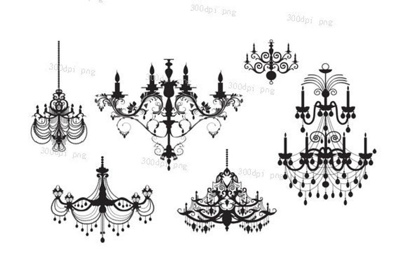 794x542 Chandelier Silhouette Digital Clipart Vector Png Etsy