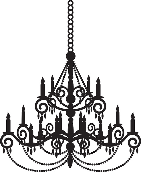 493x600 Ornate Chandelier Vector Silhouette Set Free Vector