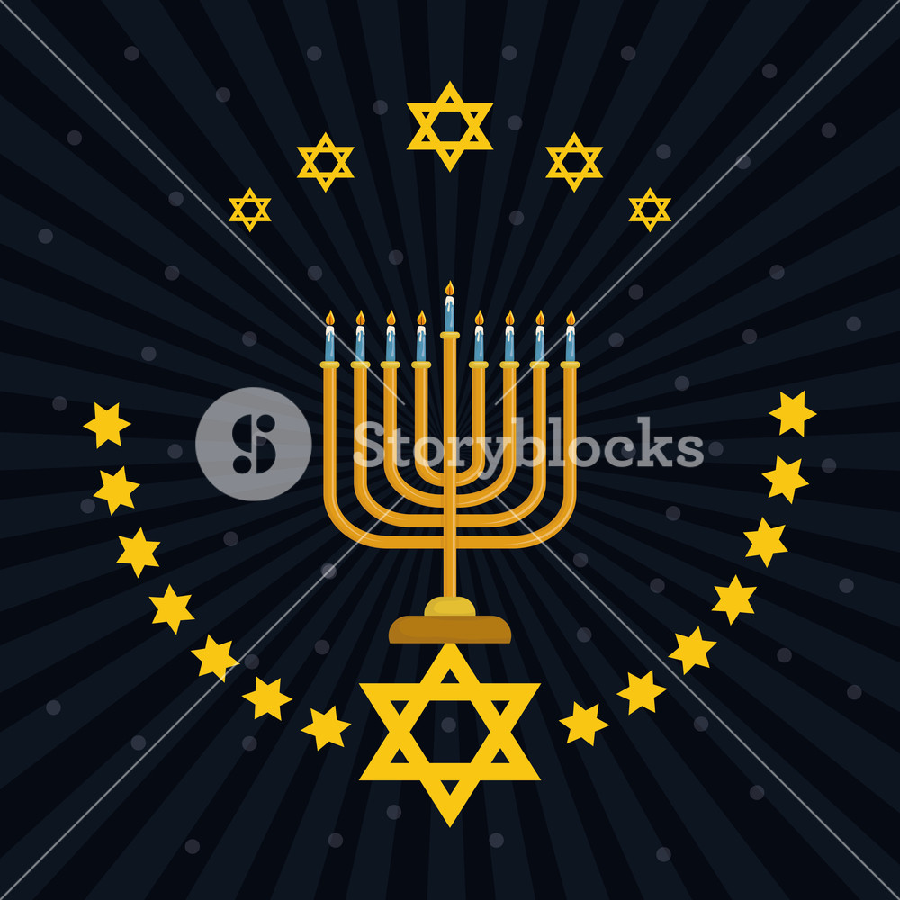 1000x1000 Happy Hanukkah Card With Chandelier Vector Illustration Design