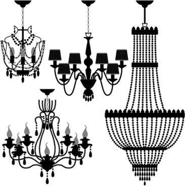 366x368 Ornate Chandelier Vector Silhouette Set Wall Art Ideas Black
