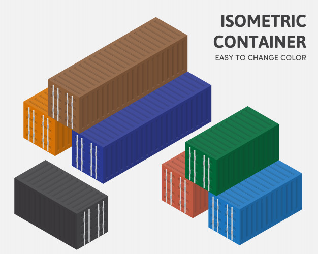 626x500 Container Box Isometric Vector Easy Change Color Vector Premium