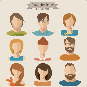 Flat Style Character Icons Free Vector Download 368x368 Flat Style Character Icons Free Vector Download