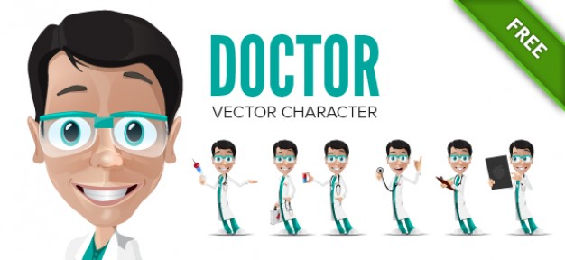 626x288 Doctor Vector Character In Poses Vector Free Download