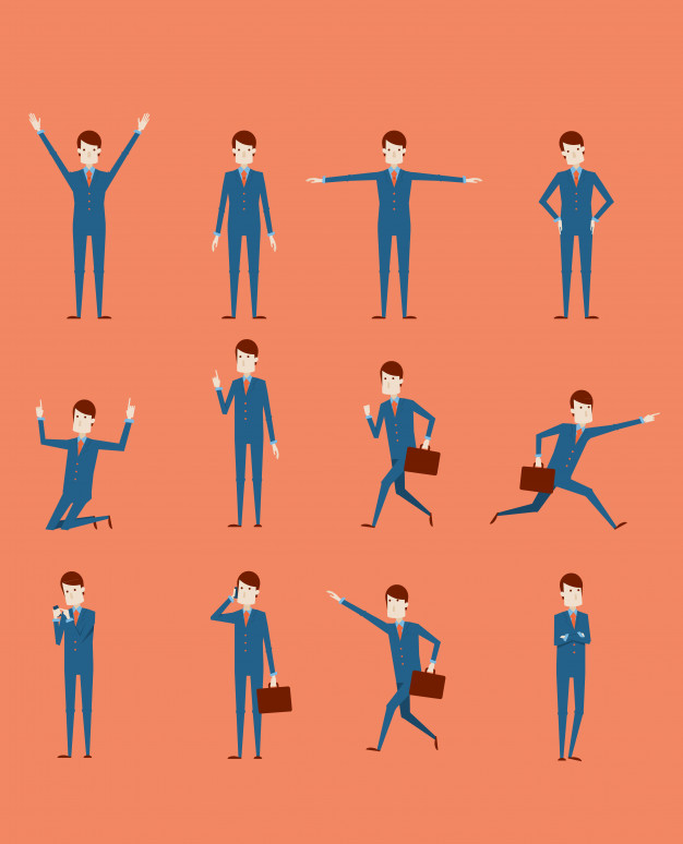 626x774 Large Vector Set Of Businessman Character Poses, Gestures
