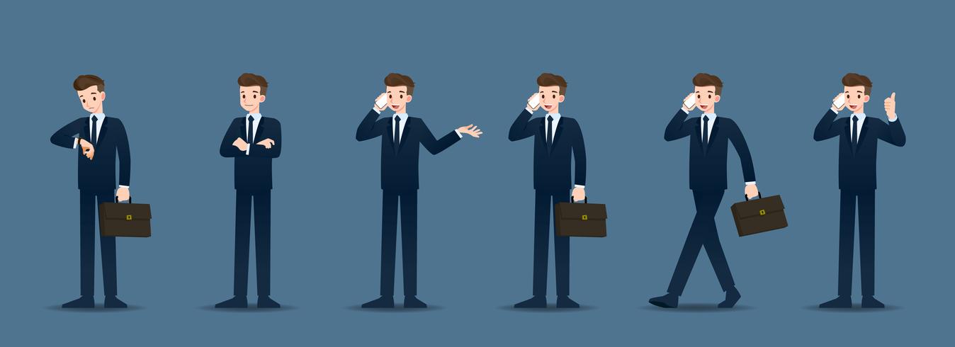 1348x490 Set Of Businessman In Different Gestures People In Business